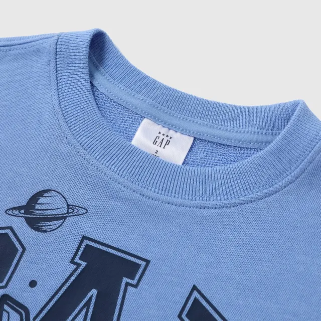 【GAP】男幼童裝 Logo印花圓領大學T-藍色(744757)