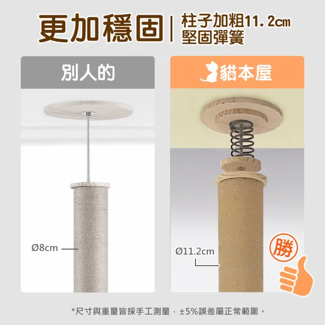 【貓本屋】加粗麻繩柱11cm太空艙實木通天柱貓跳台(最高277cm)