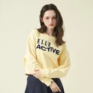 【ELLE ACTIVE】女款 圓領短版上衣長袖上衣-黃色(EA24A2W1401#54)