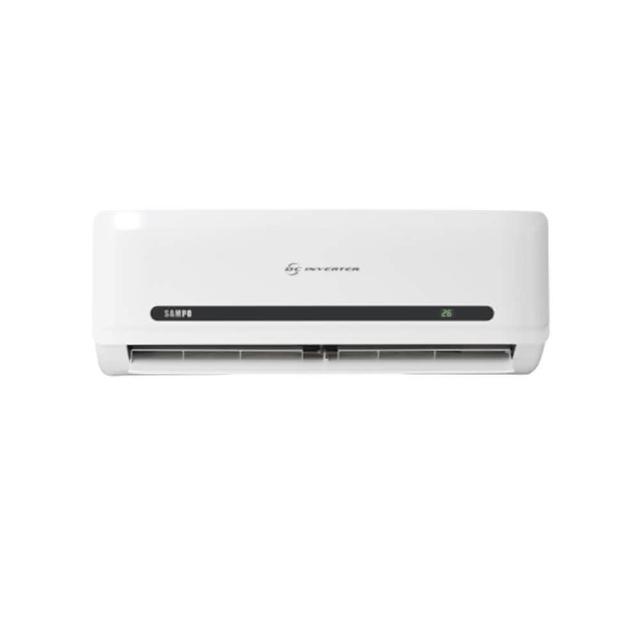 SAMPO聲寶 AU-DF50DC 分離式冷暖變頻冷氣機，適用6-8坪空間，冷暖能力均達5.2kW，CSPF第二級能源效率，臺灣原廠製造。全機保固7年，壓縮機長達10年保固。室內機尺寸1080x335x225mm，重14kg；室外機尺寸845x705x350mm，重39kg。採用R32環保冷媒，220V室外供電，上/下吹出風口設計，舒適省電首選。