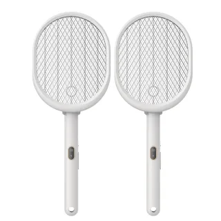 【捕蚊之家】三合一可折/可立/可掛充電式捕蚊拍/電蚊拍+紫光捕蚊燈CJ-0032(超值二入組)