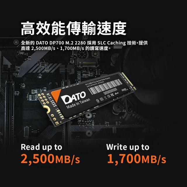 DATO 達多】DP700 1TB M.2 2280 PCIe Gen3x4 SSD 固態硬碟(最高