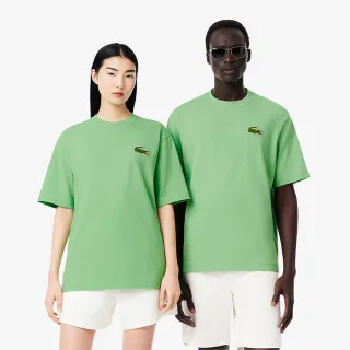【LACOSTE】中性款-寬鬆棉質平紋針織短袖T恤(亮綠色)