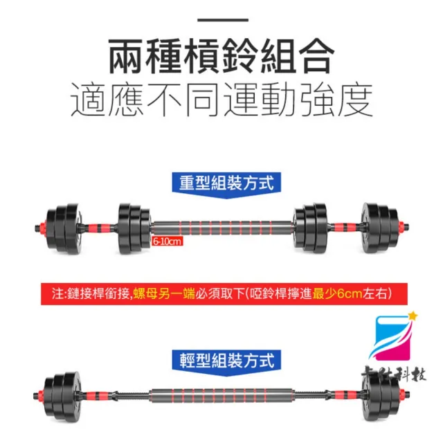 【小不記】30KG啞鈴組/啞鈴/槓鈴(贈 啞鈴桿+連接桿+手套+護碗 力量訓練 重訓 舉重 居家健身 運動健身器材)