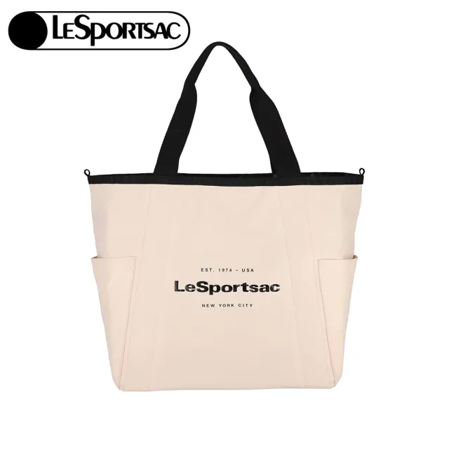 【Lesportsac】中型雙面托特包 手提包 送禮 禮物 推薦 女包(米白色)