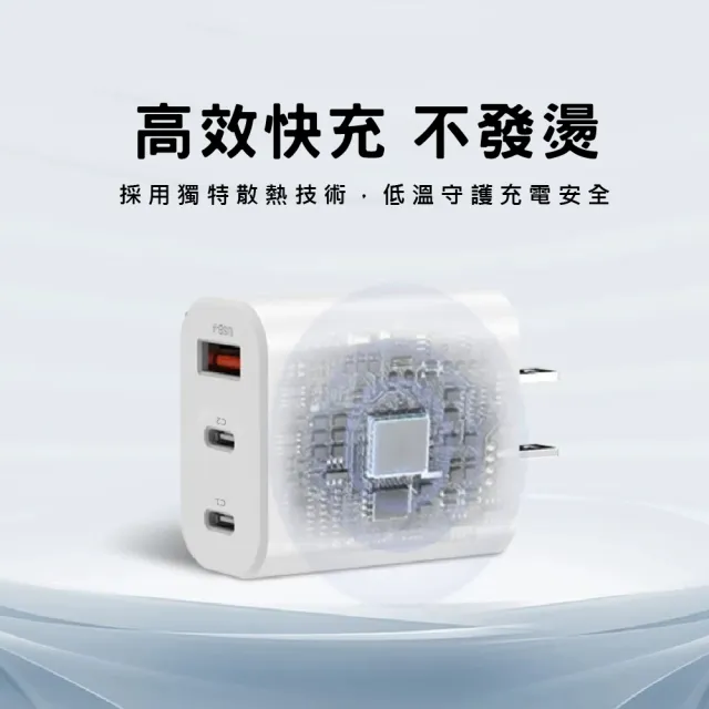 【CITY BOSS】33W快速充電頭 PD充電頭 2Type-C+USB三孔插頭 1A2C(兩入組)
