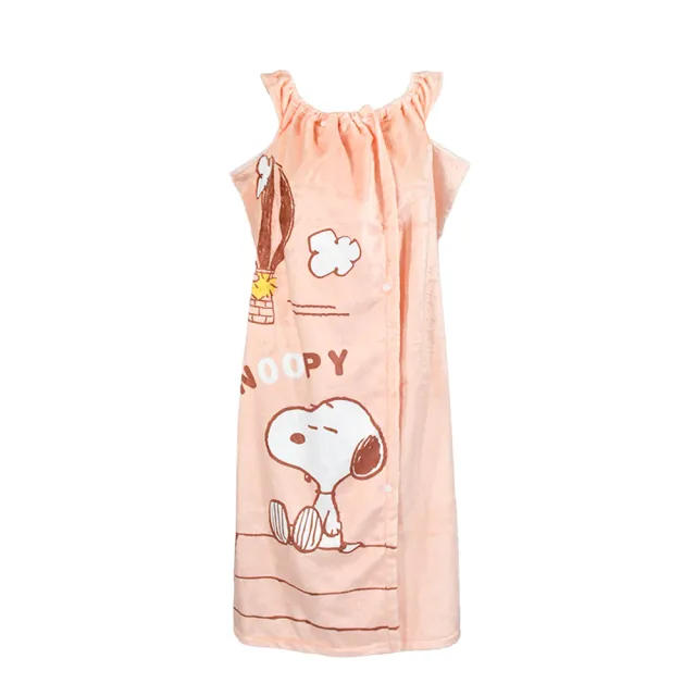 【SNOOPY 史努比】任選-超細纖維高質感印花浴裙-旅遊趣(超細纖維 浴衣 浴裙 Peanuts 米格魯 糊塗塌客)