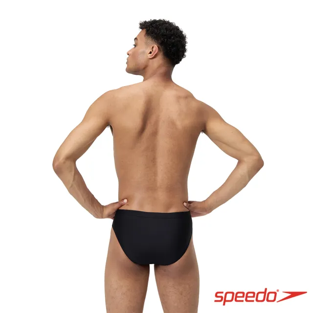 【SPEEDO】男 運動三角泳褲 Medley Logo(黑/皮克頓藍)