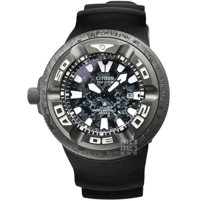 【CITIZEN 星辰】星辰PROMASTER光動能限量潛水膠帶錶- 灰黑面(BJ8056-01E)
