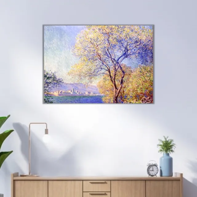 《安地比斯的早晨》莫內Monet．印象派畫家 世界名畫 經典名畫 風景油畫-無框60x80CM