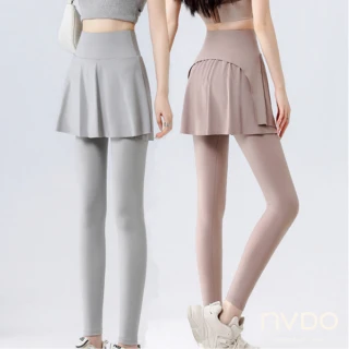 【NVDO】超值2件組-高腰提臀顯瘦假兩件運動褲-4色可選(F293/瑜珈褲)
