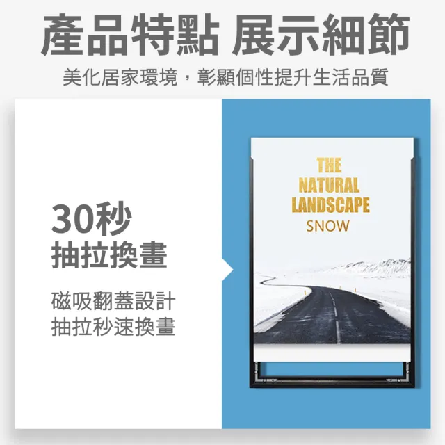 【啟耀】窄邊鋁合金廣告框掛墻a1開啟式相框畫框架磁吸電梯海報框貼墻(磁吸開合/免拆卸)