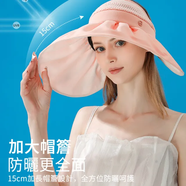 【MUAN】大帽簷黑膠空頂防曬帽 抗UV 戶外遮光透氣遮陽帽 太陽帽(UPF50+)