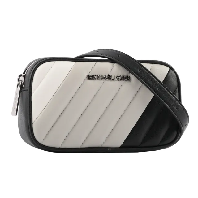 【Michael Kors】Rose 拚色皮革斜縫線設計腰包_迷你_展示品(多色)