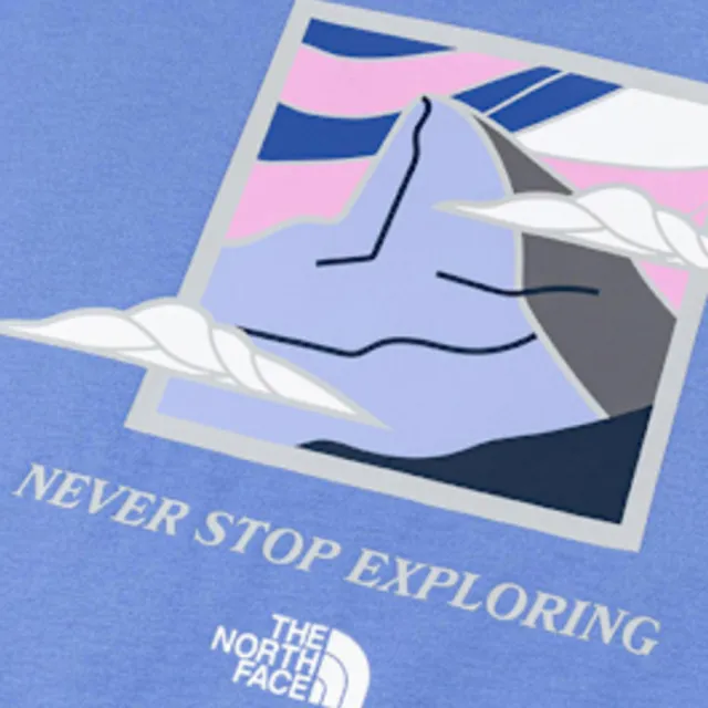 【The North Face】北臉 短袖上衣 女 亞規 W RLX MTN BOX LOGO SS TEE GRAPHIC 藍 NF0A8DCA0YI