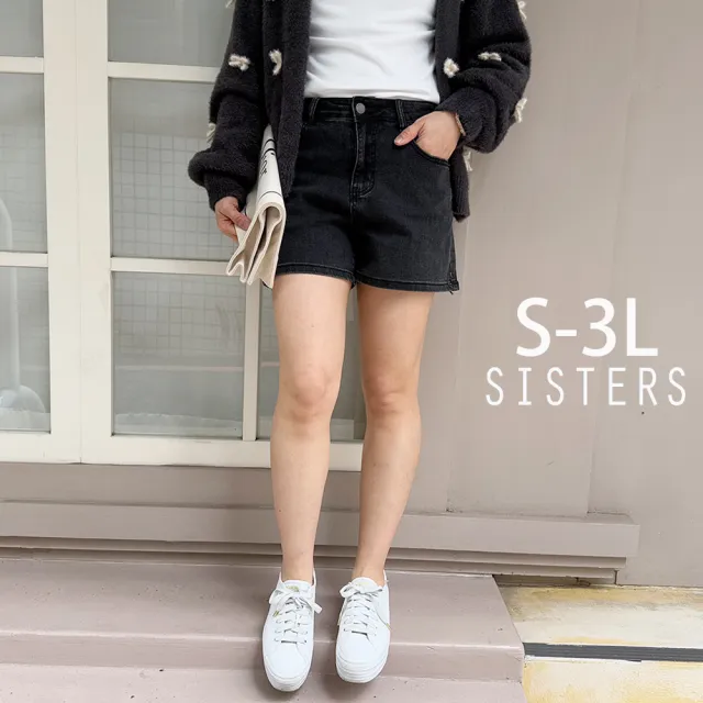 【SISTERS】蝴蝶結口袋刷痕水洗牛仔短褲/S-3L(女下著/丹寧/短褲/顯瘦/褲子/牛仔褲)