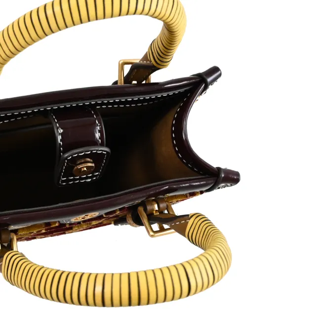 【TORY BURCH】T Monogram 經典立體印花拼接紙袋造型手提袋兩用包(深咖)