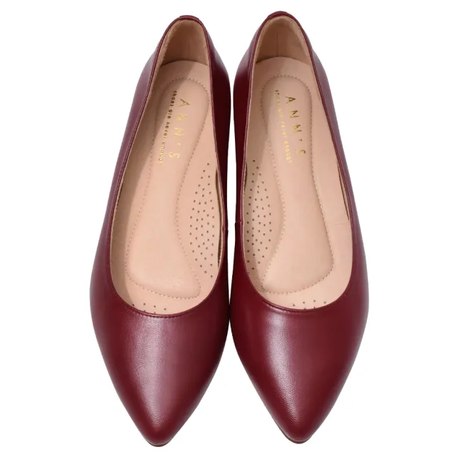 【Ann’S】高個子女孩&跟鞋初學者-素面頂級綿羊皮低跟包鞋3cm(紅)