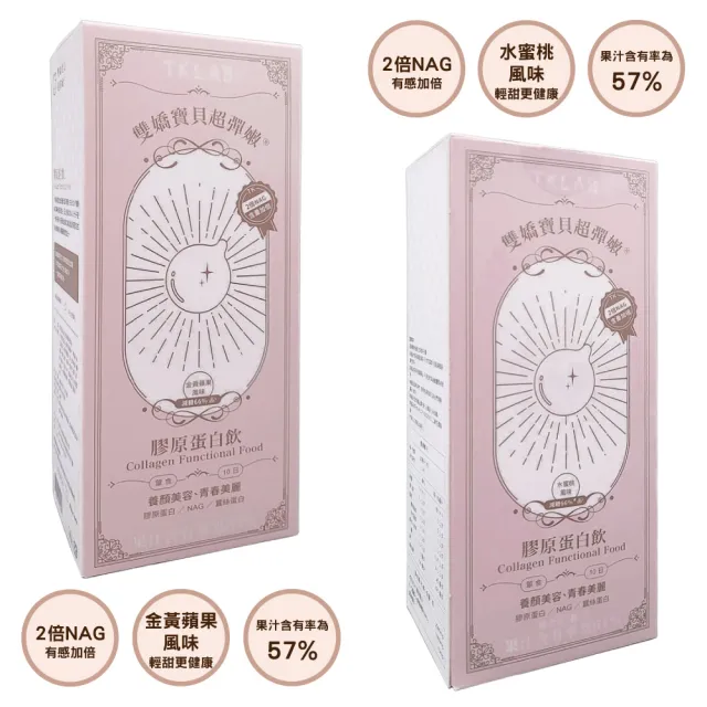 【TKLAB】雙嬌寶貝超彈嫩 膠原蛋白飲 10份/盒(水蜜桃風味/金黃蘋果風味/夜膠原飲/雪耳膠原飲)