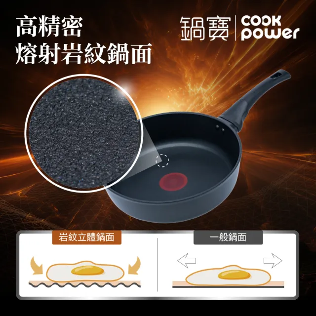 【CookPower 鍋寶】黑曜岩感溫不沾深煎鍋28cm(IH爐可用鍋)