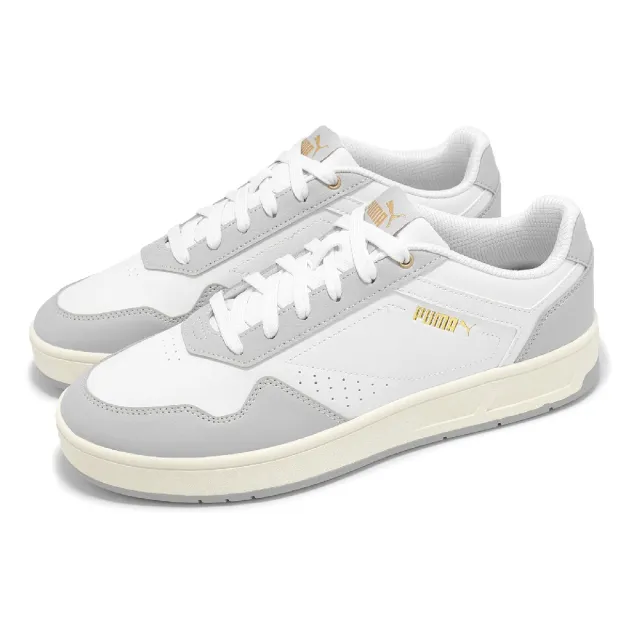 【PUMA】休閒鞋 Court Classic 男鞋 女鞋 灰 白 皮革 復古 百搭 情侶鞋(395018-18)