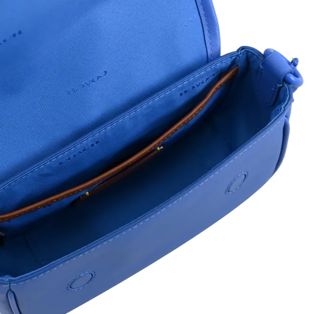 【COACH】Charter 18 經典C字LOGO寬背帶翻蓋小包兩用(藍)