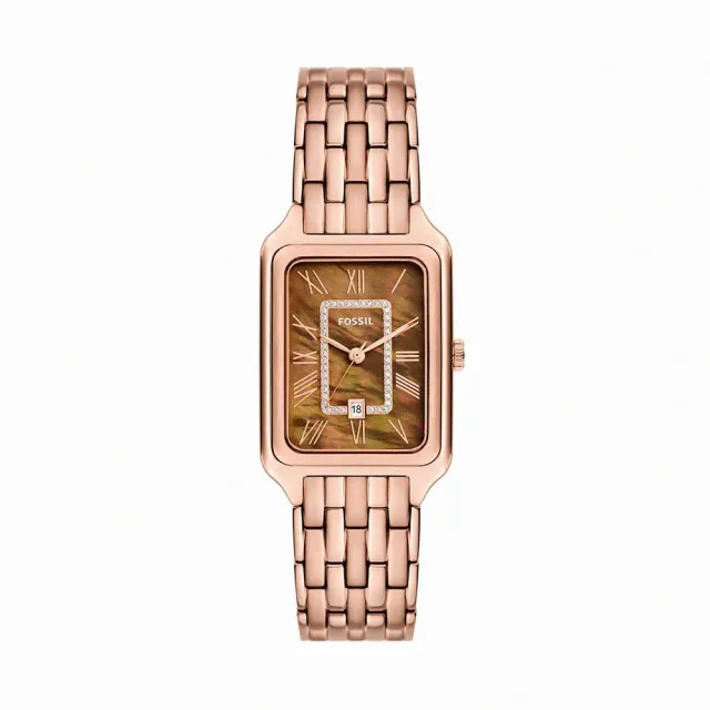 【FOSSIL】Raquel 復古女伶 棕影流光 羅馬數字女錶 玫瑰金 26MM(ES5323) 雙11 送禮