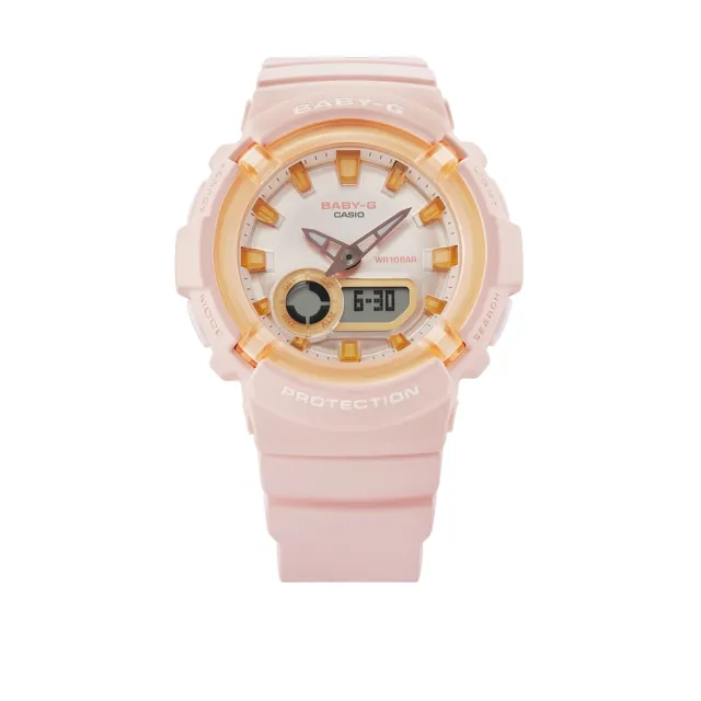 【CASIO 卡西歐】BABY-G 彩糖活力橘 橘子氣水糖 雙顯電子錶(BGA-280SW-4A)