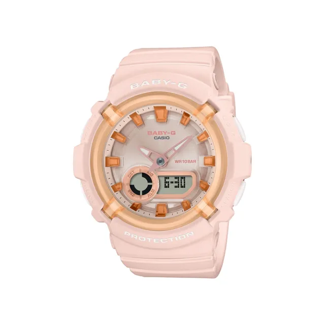 【CASIO 卡西歐】BABY-G 彩糖活力橘 橘子氣水糖 雙顯電子錶(BGA-280SW-4A)