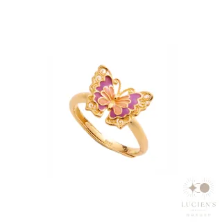 【路森金飾】黃金戒指(粉紫蝴蝶金重:1.12錢+-0.03錢)