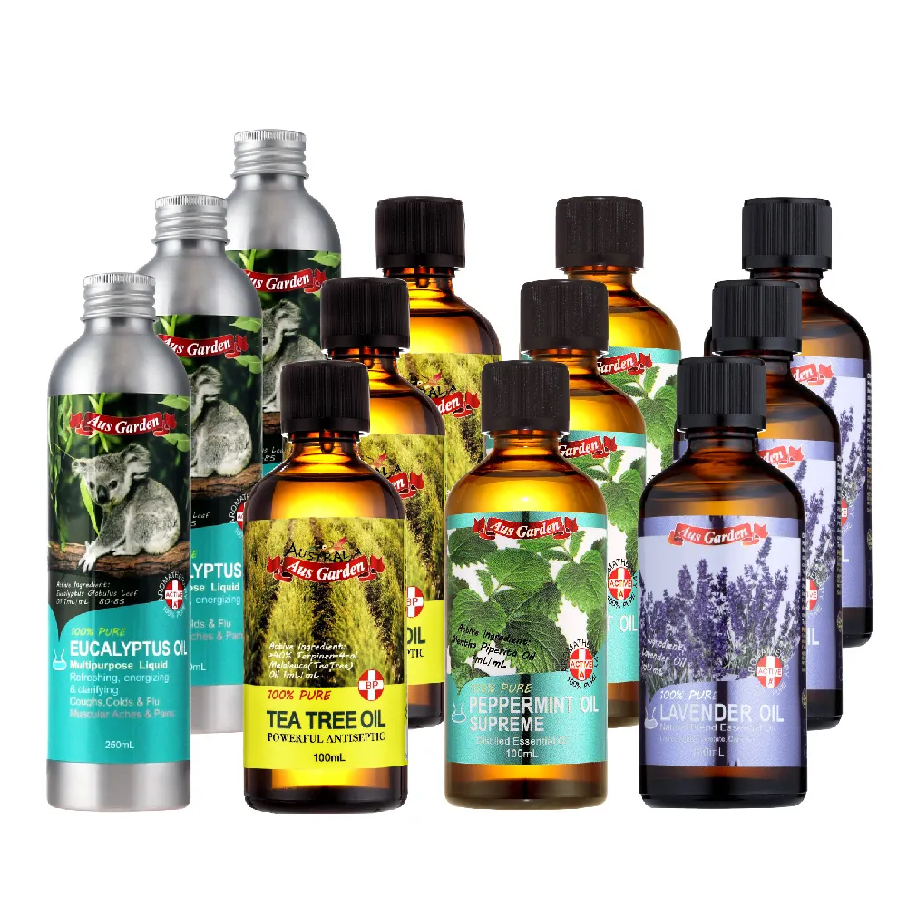 【Ausgarden 澳維花園】大容量 尤加利精油250mlX3/薰衣草/薄荷/茶樹100mlX3