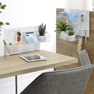 【完美主義】EASEWALL洞洞板收納架兩件組43x33cm(桌面收納 置物架 牆上收納)