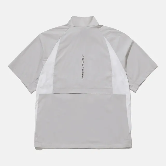 【DESCENTE】迪桑特 BTF TEAM 男士 英國鐵人三項隊聯名款 上衣 短袖運動外套(灰色/藍色)