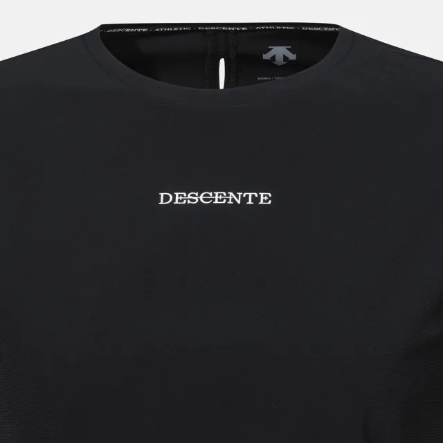 【DESCENTE】迪桑特 T-SHIRTS 短袖 女士 中短版運動上衣(黑色/白色)