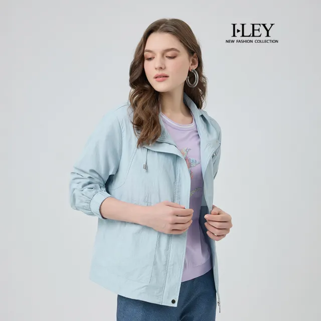 【ILEY 伊蕾】抽繩連帽防曬機車外套(淺藍;M-2L;1251534901)