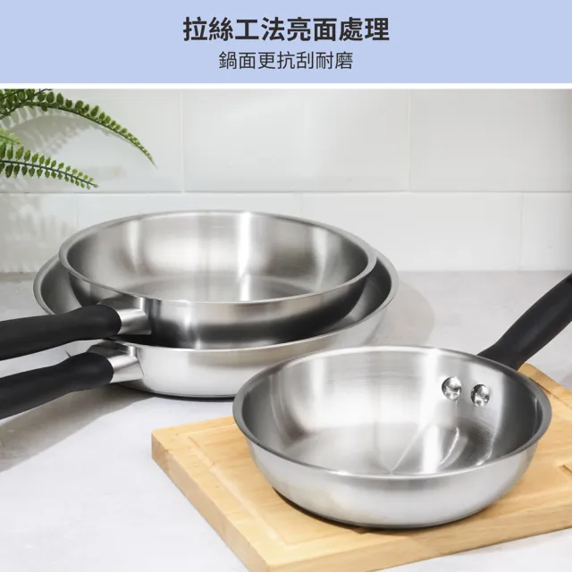 【MEYER 美亞】銀月系列不鏽鋼鍋平底鍋28cm(瓦斯爐/IH/電磁爐/洗碗機 適用)