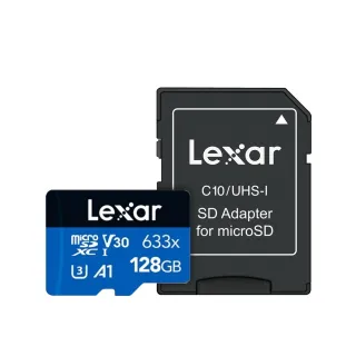 【Lexar 雷克沙】[全新版] 256GB 高速效能 633x microSDXC UHS-I A1 V30 記憶卡(附SD轉卡 10年有限保固)