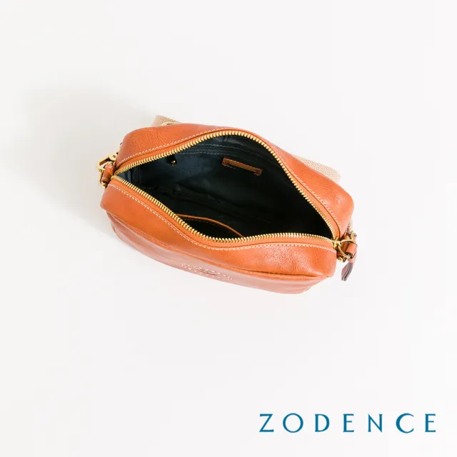 【ZODENCE 佐登司】HAN義大利植鞣革方型斜背小包(經典駝)