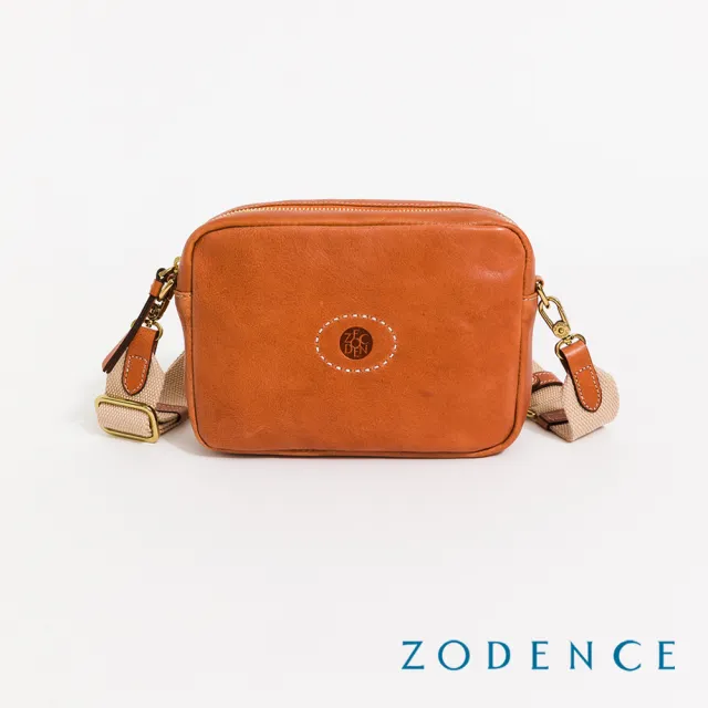 【ZODENCE 佐登司】HAN義大利植鞣革方型斜背小包(經典駝)