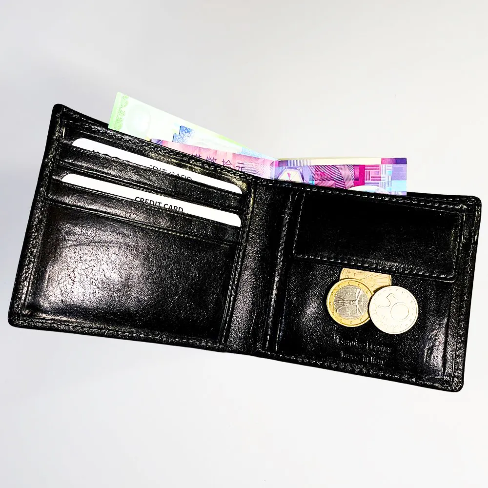 【iTa.a】100%義大利Tuscany製。100%頭層植鞣牛革(內翻袋∕卡片層男用皮夾-拉不拉多黑)