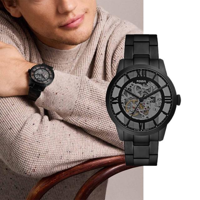 【FOSSIL】Townsman 摩登都會機械手錶 黑色不鏽鋼錶帶 44 MM ME3269