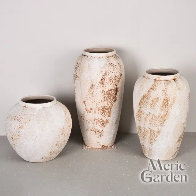 【Meric Garden】法式侘寂瓏華織憶陶瓷花瓶/裝飾花瓶/桌面擺飾_L(花藝花器 插花裝飾品 造型花)