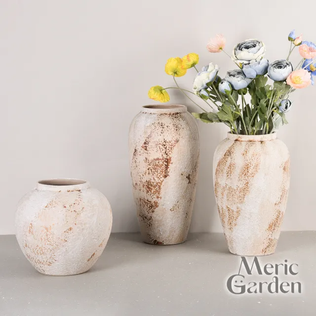 【Meric Garden】法式侘寂瓏華織憶陶瓷花瓶/裝飾花瓶/桌面擺飾_S(花藝花器 插花裝飾品 造型花)