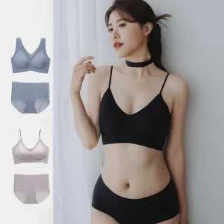 【蒂巴蕾】透氣無痕內衣褲套組-無鋼圈內衣 抗菌內褲(植物系桑蠶絲 女內褲 大尺碼 薄襯 女內衣 無痕內衣褲)