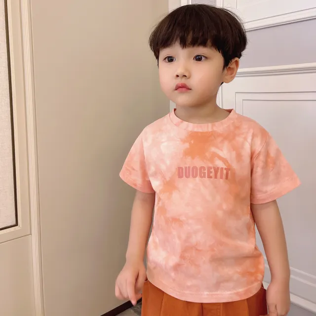 【安朵童舖】現貨韓版兒童紮染短袖染印上衣男童休閒短袖T恤短袖圓領上衣童裝(10)