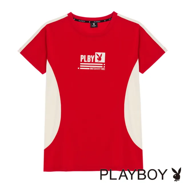 【PLAYBOY】經典紅米撞色長上衣(紅色)