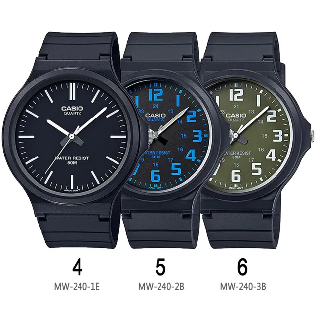 【CASIO 卡西歐】經典日系簡約指針錶-9款可選 情人節 送禮(MW-240系列)
