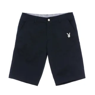【PLAYBOY】基礎斜紋棉修身短褲(深藍色)