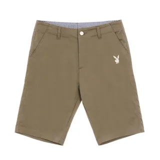 【PLAYBOY】基礎斜紋棉修身短褲(橄欖綠色)