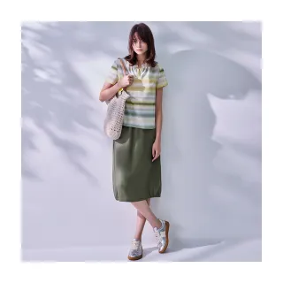 【Diffa】貼袋鬆緊腰設計長寬裙-女